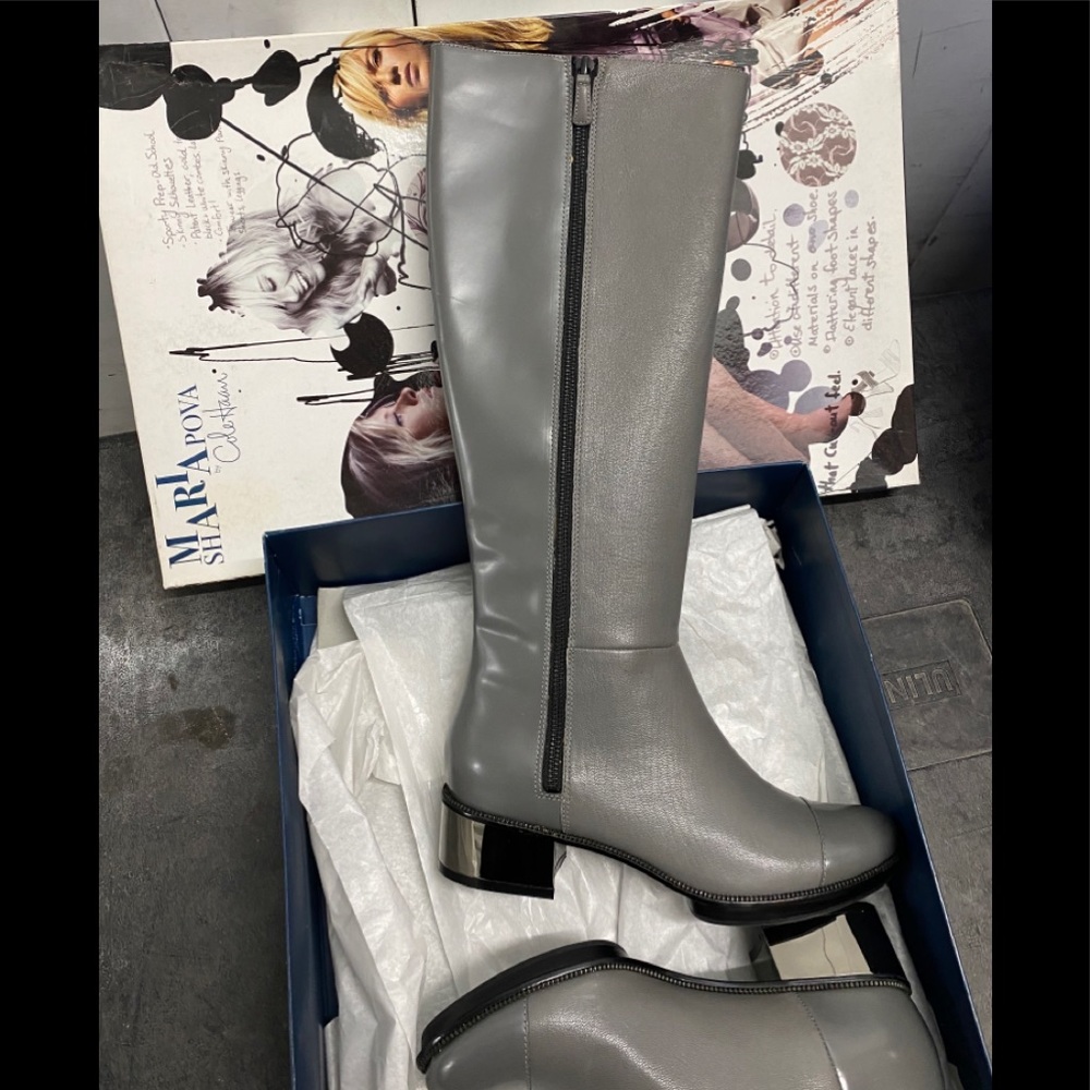 NEW COLE HAAN ~Special Edition ~Maria Sharapova~ Leather BOOTS  GRAY 7  $498 - Picture 5 of 16